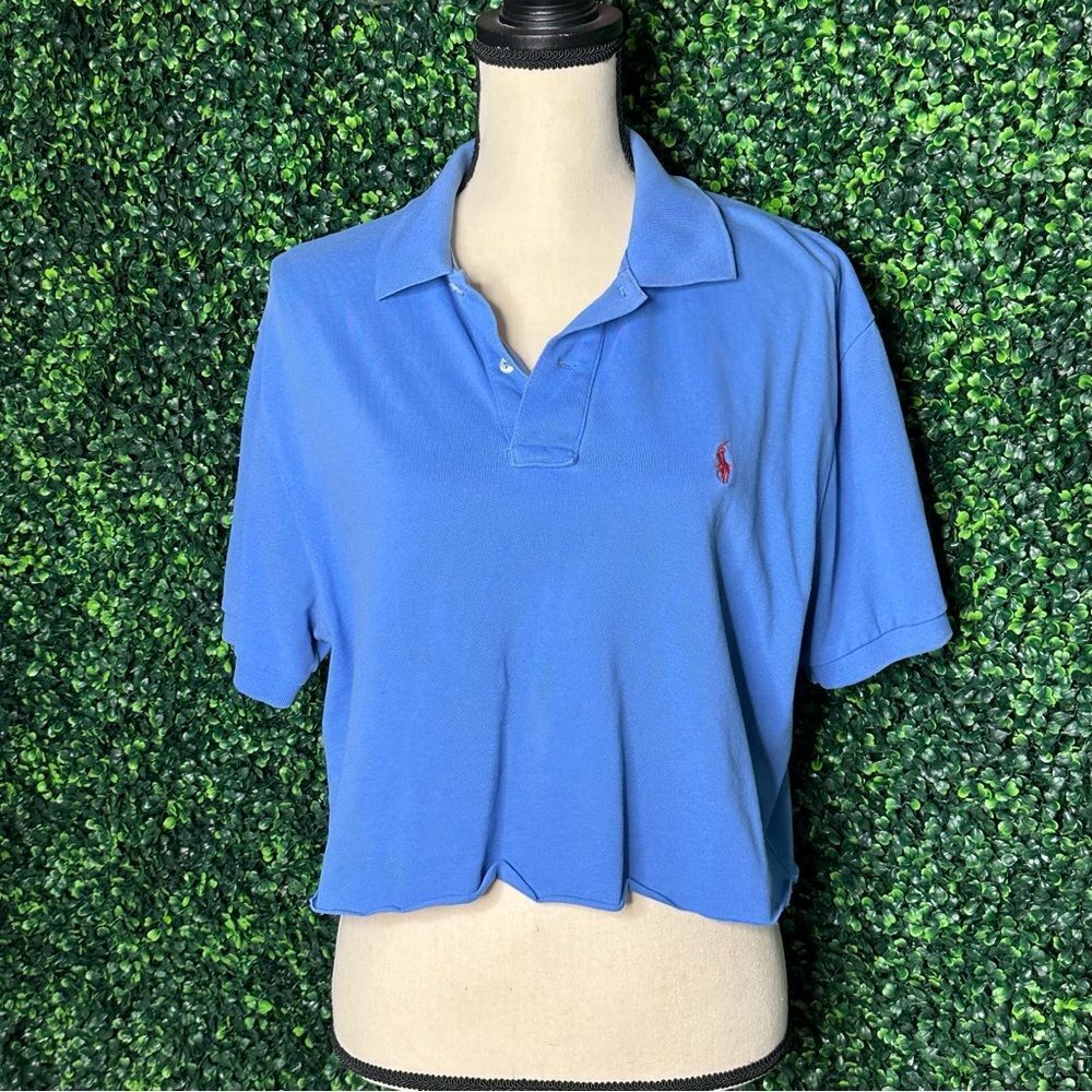 Polo Cropped Blue Ralph Lauren Top Sz L